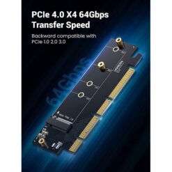Card chuyển PCI-e ra NVMe PCIe 4.0 UGREEN 30715 Kích thước vật lý khe 16X băng thông 4X