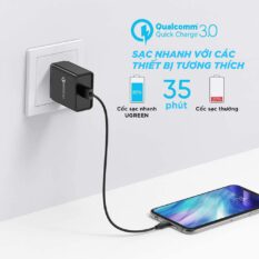 Củ sạc nhanh 18W UGREEN 20904 - Sạc nhanh chuẩn Quick Charge 3.0 công suất 18W - Chân cắm dẹt chuẩn US - Bảo hành 18 tháng