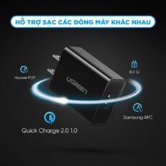 Củ sạc nhanh 18W UGREEN 20904 - Sạc nhanh chuẩn Quick Charge 3.0 công suất 18W - Chân cắm dẹt chuẩn US - Bảo hành 18 tháng