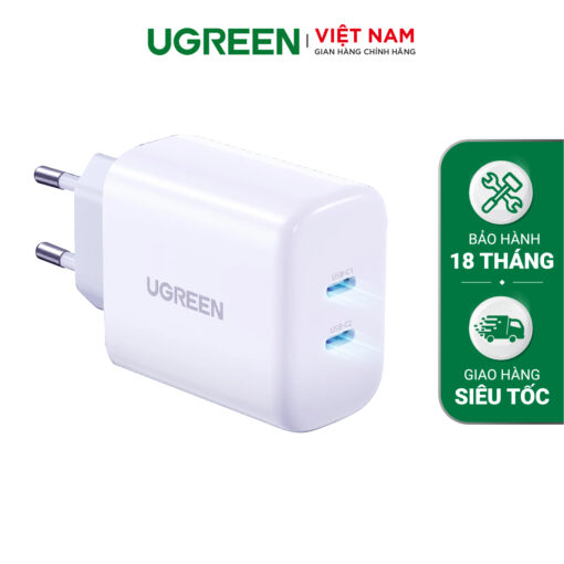 cu sac nhanh ugreen 10342 sac nhanh 40w 2 cong type c chan cam tron eu hang chinh hang