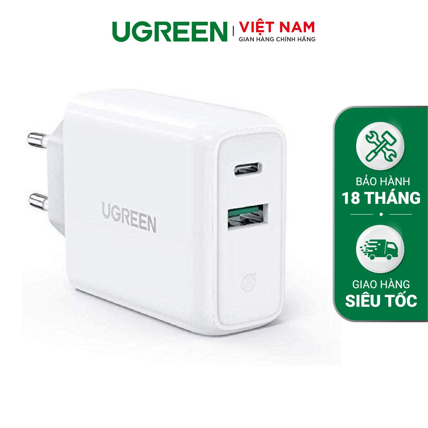 Củ sạc nhanh Ugreen 2 cổng 36W - Sạc nhanh đồng thời 2 thiết bị – Ugreen Việt Nam