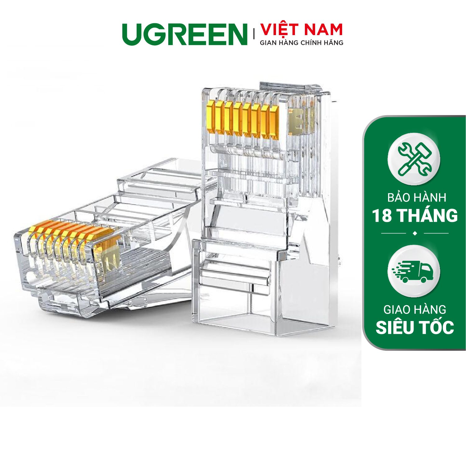 Đầu bấm mạng Cat6 UGREEN NW120 - Nhựa PC trong suốt chống gỉ, đầu kết nối mạ vàng – Ugreen Việt Nam