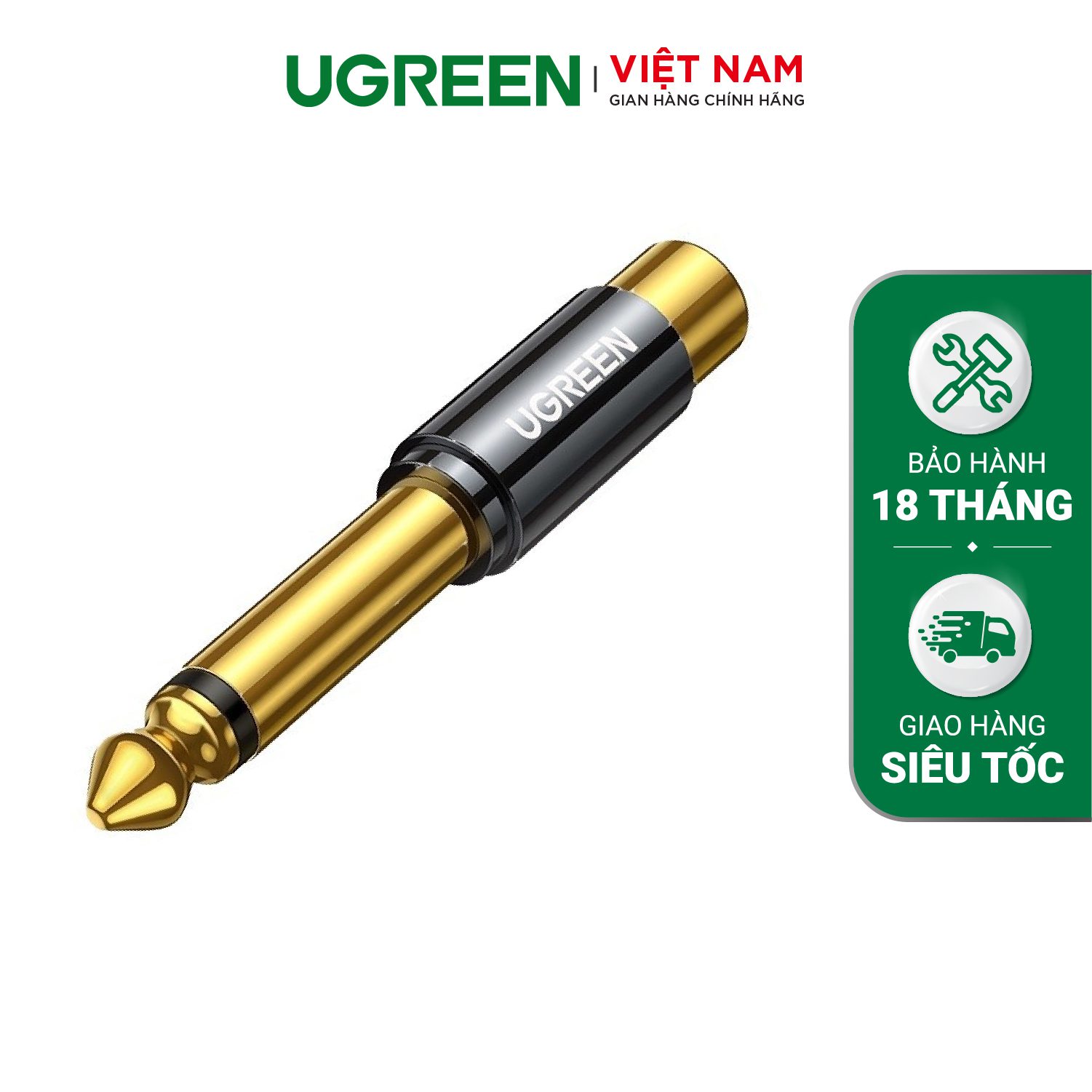Đầu chuyển âm thanh UGREEN AV169 - Chuyển từ RCA sang 6.5mm - Đầu cáp mạ vàng, chống suy hao tín hiệu - Hàng phân phối chính hãng - Bảo hành 18 tháng – Ugreen Việt Nam