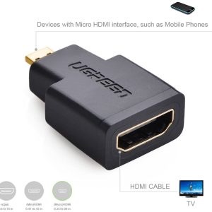 Đầu chuyển đổi micro HDMI (đực) sang HDMI (cái) UGREEN 20106. 15 Đầu chuyển đổi micro HDMI (đực) sang HDMI (cái) UGREEN 20106.