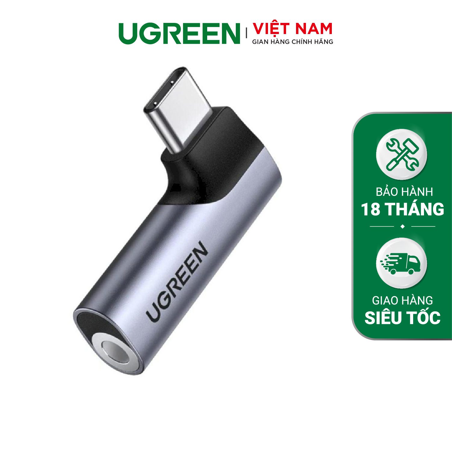 Đầu chuyển đổi Type C sang 3,5mm bẻ góc 90 độ Ugreen 20194 CM460 Hàng phân phối chính hãng – Ugreen Việt Nam