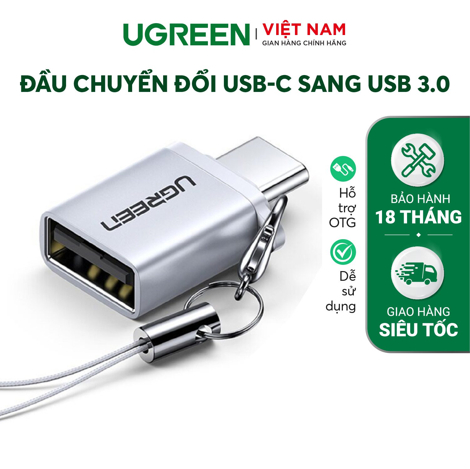 Đầu chuyển đổi Type C sang USB 3.0 UGREEN US270 Hỗ trợ OTG, tương thích với Chromebook Macbook Huawei P9 /P10/P20/Mate 9/Mate 10 Samsung S8 Xiaomi 4C Nexus 5X 6P LG G5... – Ugreen Việt Nam