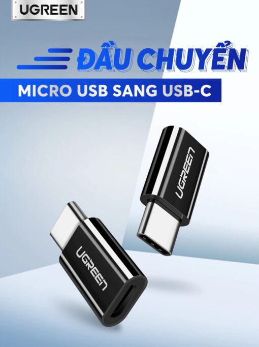 Đầu chuyển Micro USB cái sang USB-Type C đực vỏ nhôm UGREEN US189