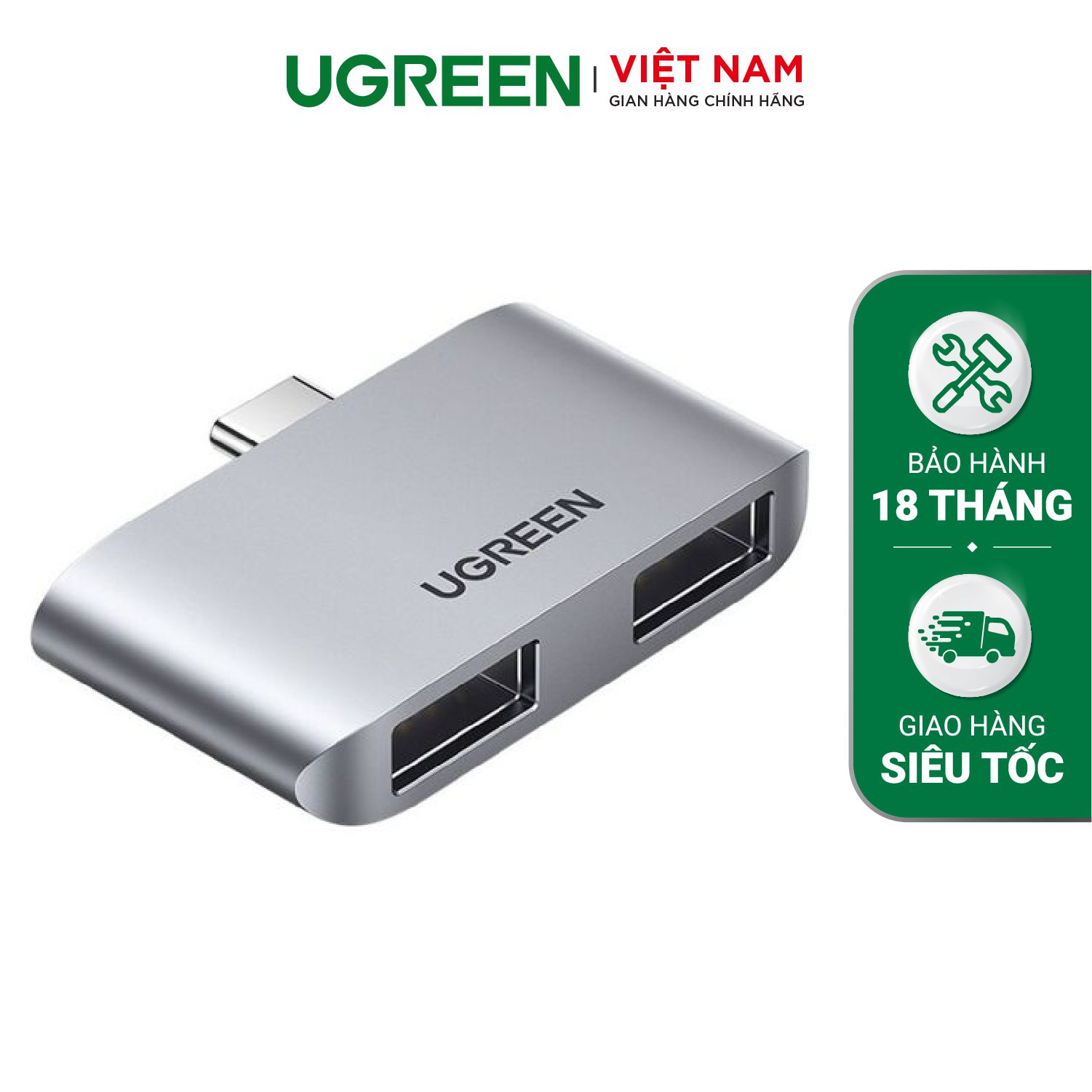 Đầu chuyển Type C sang 2 cổng USB3.0 UGREEN CM412 - Tốc độ truyền 5Gbps - Khả năng tương thích rộng, vỏ hợp kim tản nhiệt tốt – Ugreen Việt Nam