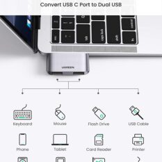 Đầu chuyển Type C sang 2 cổng USB3.0 UGREEN CM412 - Tốc độ truyền 5Gbps - Khả năng tương thích rộng, vỏ hợp kim tản nhiệt tốt