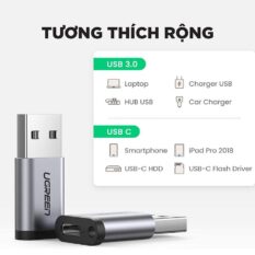 Đầu chuyển Type C sang USB 3.0 UGREEN US204 - Tốc độ truyền lên đến 10Gbps, hỗ trợ tương thích ngược