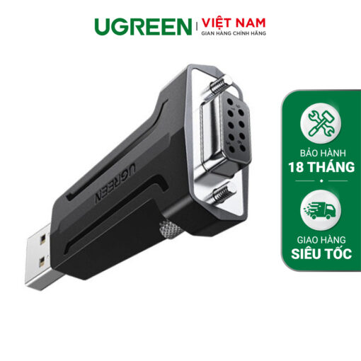 Đầu chuyển USB 2.0 sang COM DP9 RS 232 UGREEN 80111 - Tốc độ truyền 1Mbps - Đầu mạ Niken cao cấp