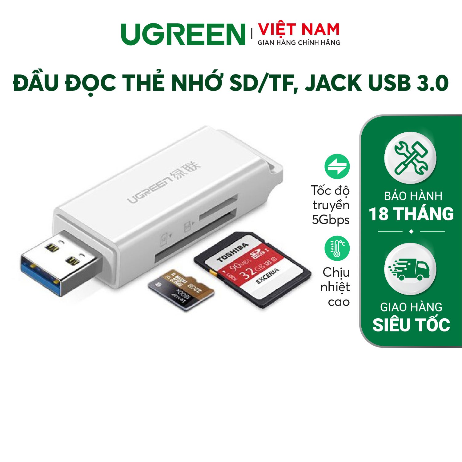 Đầu đọc thẻ nhớ USB 3.0 UGREEN CM104 - Hỗ trợ đọc thẻ TF/SD – Ugreen Việt Nam