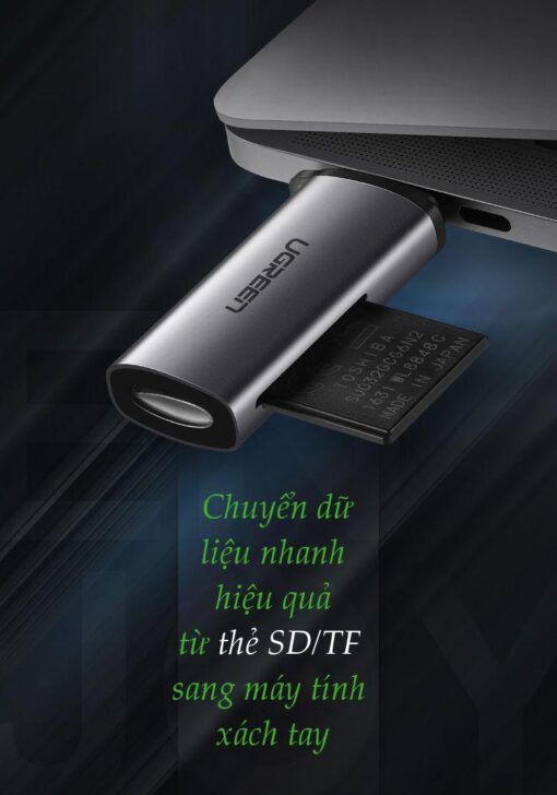Đầu đọc thẻ Type C UGREEN CM184 - 2 khe thẻ cắm SD và TF.- Hỗ trợ chức năng OTG UGREEN CM184 CM185