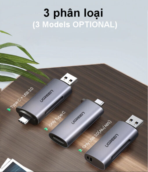 Đầu đọc thẻ Type C UGREEN CM184 - 2 khe thẻ cắm SD và TF.- Hỗ trợ chức năng OTG UGREEN CM184 CM185