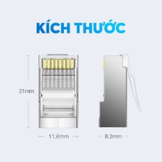 Đầu (hạt) bấm mạng RJ45 cho dây CAT6 bọc inox chống nhiễu UGREEN NW111