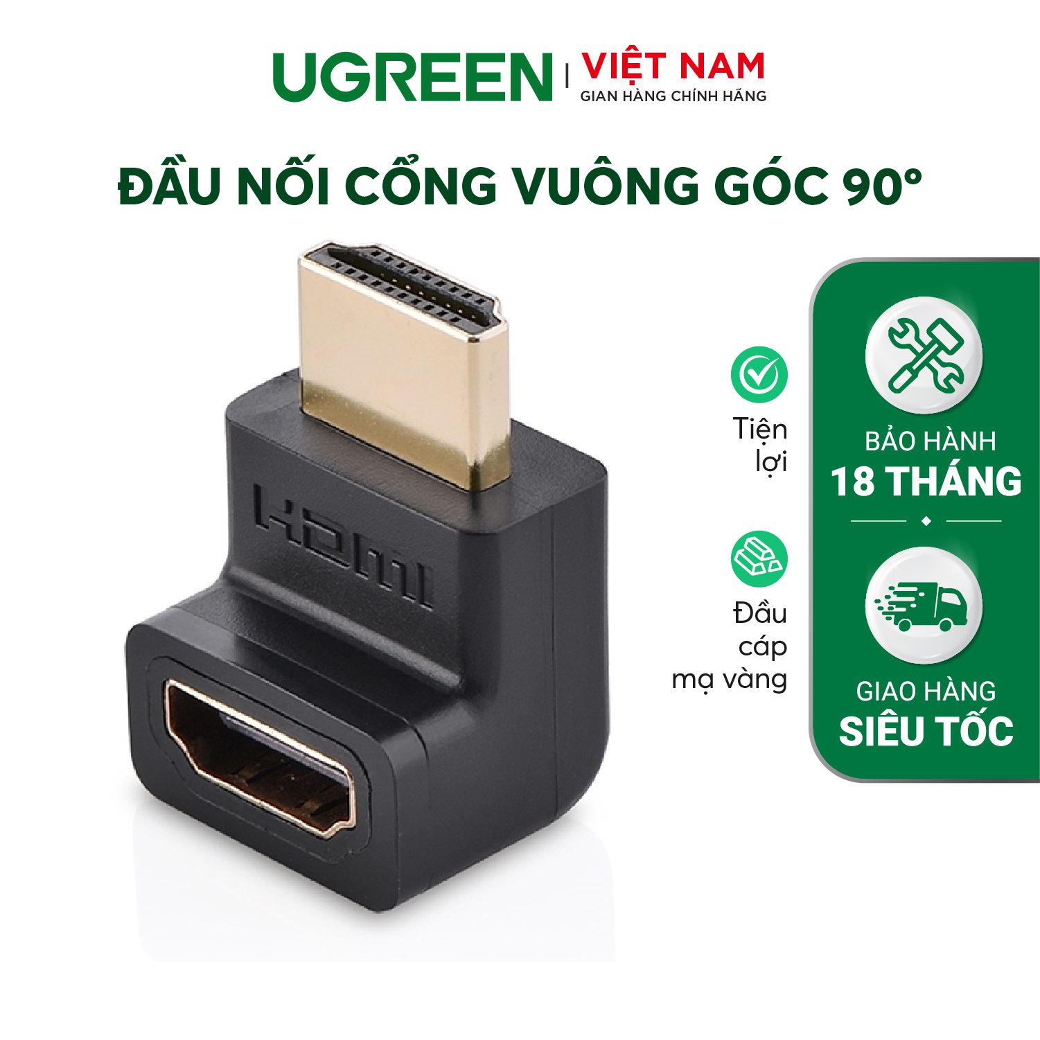 Đầu nối cổng HDMI male sang HDMI female vuông góc 90 độ (BẺ LÊN) UGREEN 20110 – Ugreen Việt Nam
