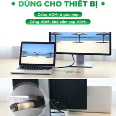 Đầu nối cổng HDMI male sang HDMI female vuông góc 90 độ BẺ XUỐNG UGREEN 20109 Hàng phân phối chính hãng - Bảo hành 18 tháng