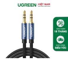 Dây âm thanh 3.5mm UGREEN AV112 Vỏ bện vải sợi tổng hợp dài từ 0.5-5m - 10684-0.5m-tím than