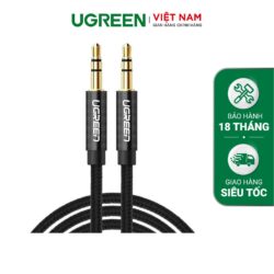 Dây âm thanh 3.5mm UGREEN AV112 Vỏ bện vải sợi tổng hợp dài từ 0.5-5m - Xanh tím than 2m 10687