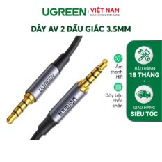 Dây âm thanh 3.5mm UGREEN AV183 - 2 đầu giắt kết nối mạ vàng, vỏ bện vải mềm mại, dài 1.5m