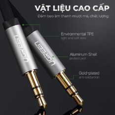 Dây Audio 3.5mm dẹt 1 đầu vuông 90 độ TPE UGREEN AV119