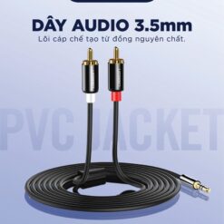 Dây Audio 3.5mm ra 2 đầu RCA (Hoa sen) dài 1M UGREEN AV116 10749