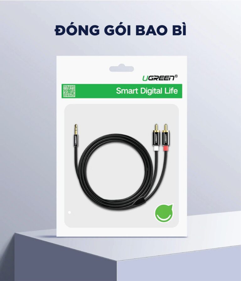 Dây Audio 3.5mm ra 2 đầu RCA (Hoa sen) dài 1M UGREEN AV116 10749