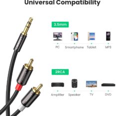 Dây Audio 3.5mm ra 2 đầu RCA (Hoa sen) dài 2M UGREEN AV116 - 10584