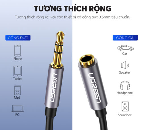 day av noi dai 35mm ugreen av118 dau ma vang co ho tro mic dai tu 05 5m 6