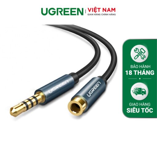 Dây AV nối dài 3.5mm UGREEN AV118 Đầu mạ vàng có hỗ trợ mic dài từ 0.5-5m