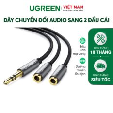 Dây cáp Audio 3.5mm đực chia 2 cổng 3.5mm cái (2 tai nghe) dài 20cm UGREEN AV123 AV191