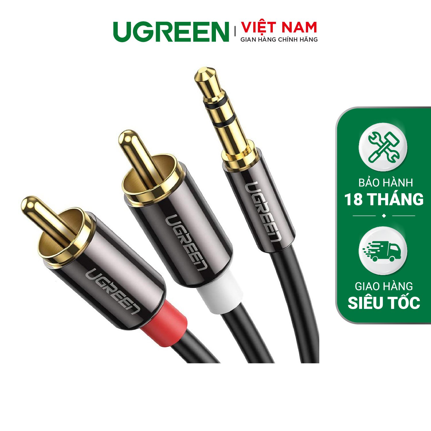 Dây Audio 3.5mm ra 2 đầu RCA (Hoa sen) UGREEN AV116 – Ugreen Việt Nam