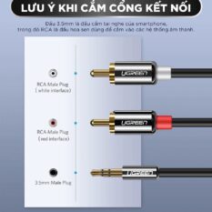 Dây cáp Audio 3.5mm ra 2 đầu RCA (Hoa sen) dài 5M UGREEN AV116 10591