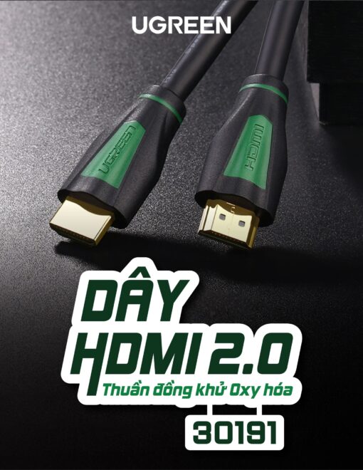 Dây cáp HDMI 2.0 4K/60Hz UGREEN HD116 thuần đồng khử Oxy hóa, dài 0.5m 1m 2m 3m - Tương thícmartTV, đầu DVD, Set top box, máy chiếuh với S
