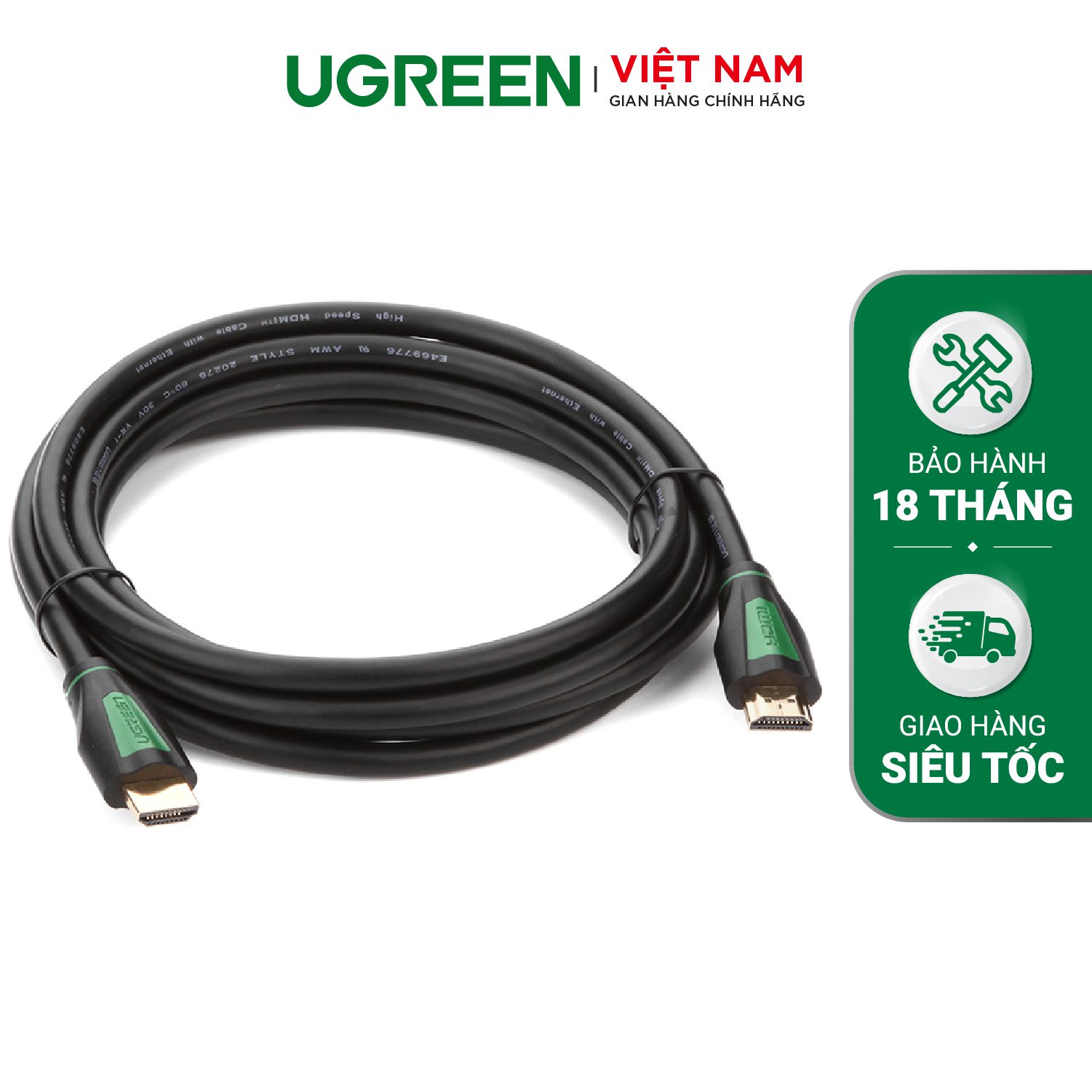 Dây cáp HDMI 2.0 4K/60Hz UGREEN HD116 thuần đồng khử Oxy hóa, dài 0.5m 1m 2m 3m - Tương thícmartTV, đầu DVD, Set top box, máy chiếuh với S – Ugreen Việt Nam