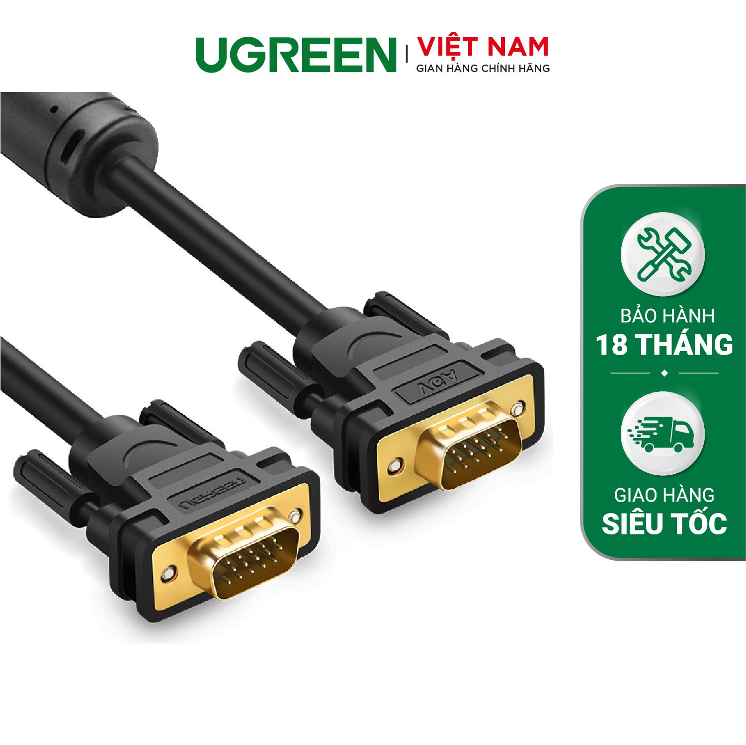 Dây cáp kết nối VGA HDB 15 đực sang HDB 15 đực dài từ 1-30M UGREEN VG101 VG105 – Ugreen Việt Nam