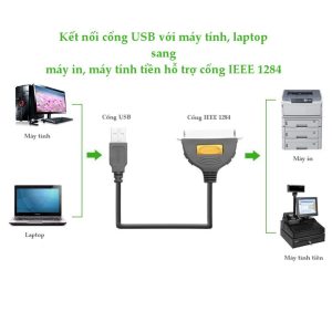 Dây cáp máy in USB sang IEEE1284 Parallel dài 1-2m UGREEN CR124 14 Dây cáp máy in USB sang IEEE1284 Parallel dài 1-2m UGREEN CR124