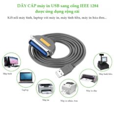 Dây cáp máy in USB sang IEEE1284 Parallel dài 1-2m UGREEN CR124