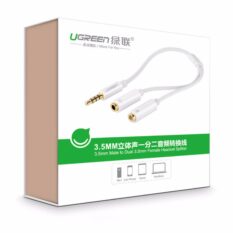 Dây chuyển đổi 3.5mm đực sang hai đầu 3.5mm cái (Hỗ trợ cùng lúc Mic + Tai nghe) vỏ nhựa ABS dài 20CM UGREEN AV141