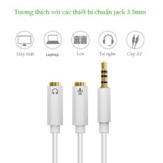 Dây chuyển đổi 3.5mm đực sang hai đầu 3.5mm cái (Hỗ trợ cùng lúc Mic + Tai nghe) vỏ nhựa ABS dài 20CM UGREEN AV141