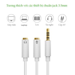 Dây chuyển đổi 3.5mm đực sang hai đầu 3.5mm cái (Hỗ trợ cùng lúc Mic + Tai nghe) vỏ nhựa ABS dài 20CM UGREEN AV141 10 Dây chuyển đổi 3.5mm đực sang hai đầu 3.5mm cái (Hỗ trợ cùng lúc Mic + Tai nghe) vỏ nhựa ABS dài 20CM UGREEN AV141