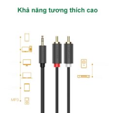 Dây chuyển đổi 3.5mm ra 2RCA (HOA SEN) Dài 1-8m UGREEN AV102 - 1.5m 10511