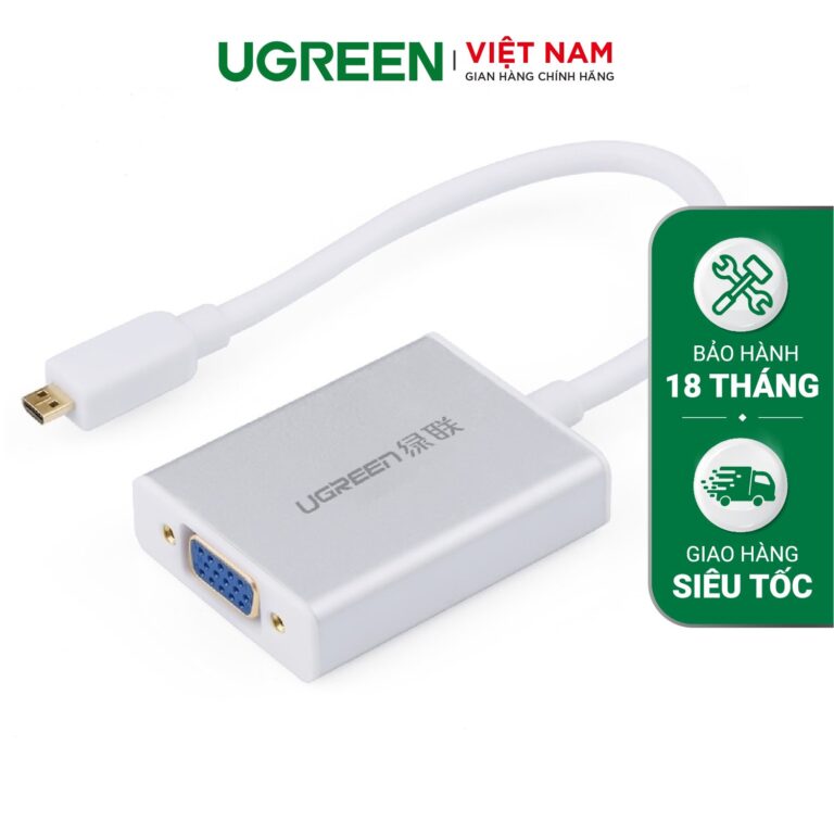 Dây chuyển đổi micro HDMI male to VGA female, Ugreen 40222 - dài 15cm