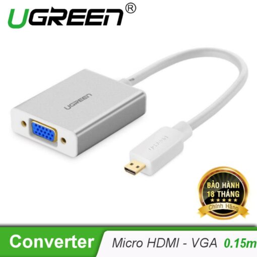day chuyen doi micro hdmi male to vga female ugreen 40222 dai 15cm 17