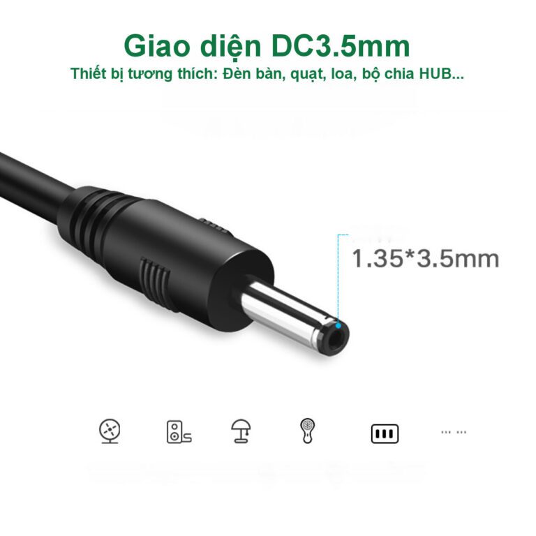 Dây nguồn 3.5mm UGREEN US277 - Chuyển USB 2.0 sang DC 3.5mm thuần đồng - Hình ảnh 2