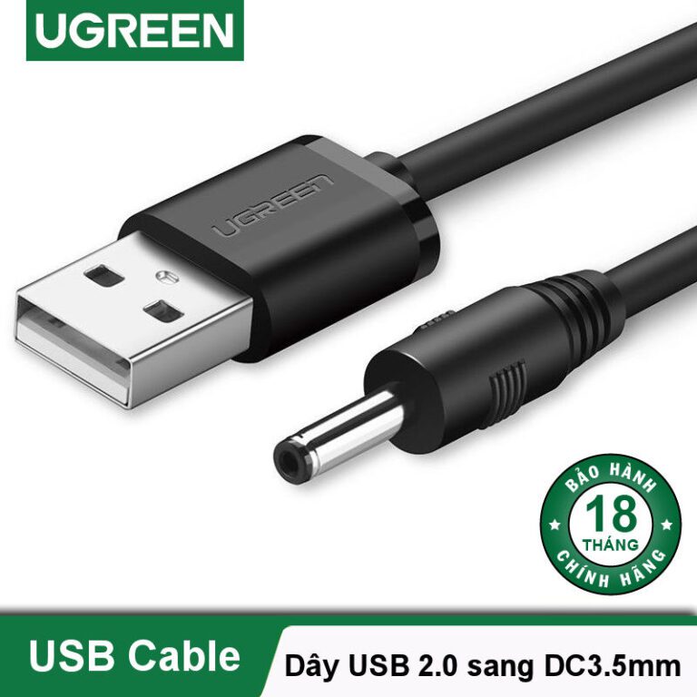 Dây nguồn 3.5mm UGREEN US277 - Chuyển USB 2.0 sang DC 3.5mm thuần đồng