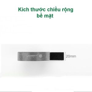Dây dán Velcro UGREEN LP124 Tiện dụng màu xám, không xù lông - Hàng phân phối chính thức