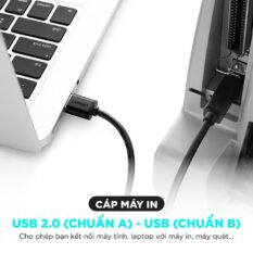 Dây máy in USB 2.0 sang USB B UGREEN US135 - Tốc độ truyền lên đến 480Mbps - Dễ sử dụng, không cài đặt driver