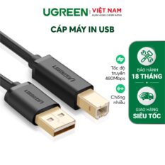 Dây máy in USB 2.0 sang USB B UGREEN US135 - Tốc độ truyền lên đến 480Mbps - Dễ sử dụng, không cài đặt driver