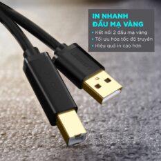 Dây máy in USB 2.0 sang USB B UGREEN US135 - Tốc độ truyền lên đến 480Mbps - Dễ sử dụng, không cài đặt driver